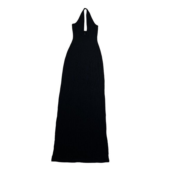 skims deep plunge halter dress SKIMS Plunge Halter Midi Dress